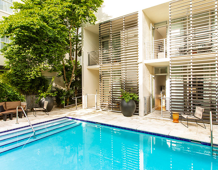 pool and guest room balcony